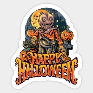 Scary Scarecrow Spooky Halloween Simple Costume Gift Sticker